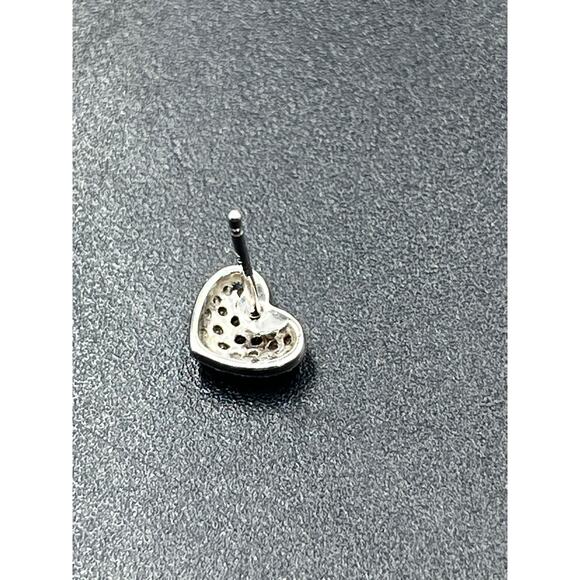 Disney Signed 14K White Gold Micro Pave Diamond Puff Heart Stud Earrings - Picture 5 of 14
